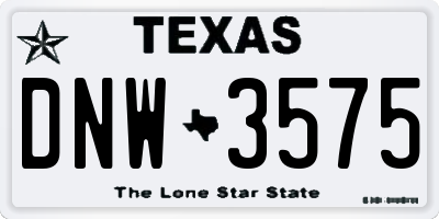 TX license plate DNW3575