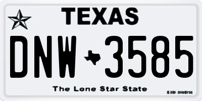 TX license plate DNW3585