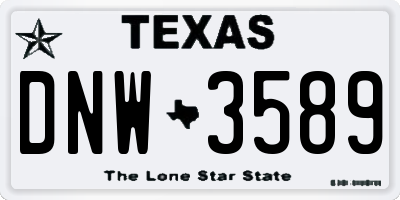 TX license plate DNW3589