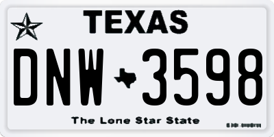 TX license plate DNW3598