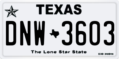 TX license plate DNW3603