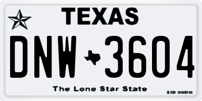 TX license plate DNW3604