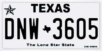 TX license plate DNW3605