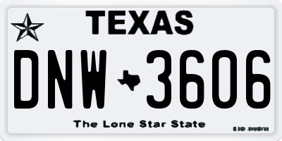 TX license plate DNW3606