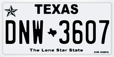 TX license plate DNW3607