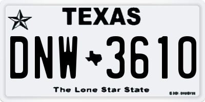 TX license plate DNW3610