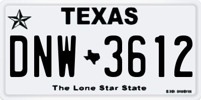 TX license plate DNW3612