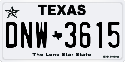 TX license plate DNW3615
