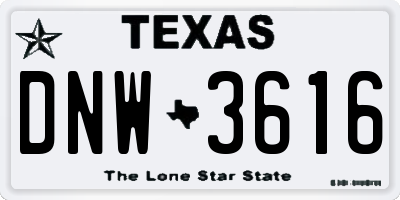 TX license plate DNW3616