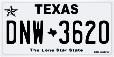 TX license plate DNW3620