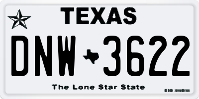 TX license plate DNW3622