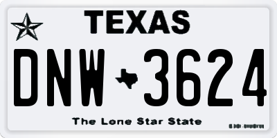 TX license plate DNW3624