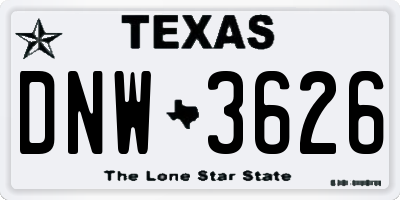 TX license plate DNW3626