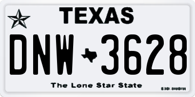 TX license plate DNW3628
