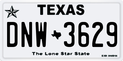 TX license plate DNW3629