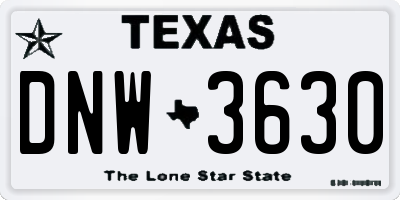 TX license plate DNW3630