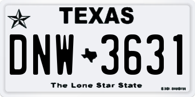 TX license plate DNW3631