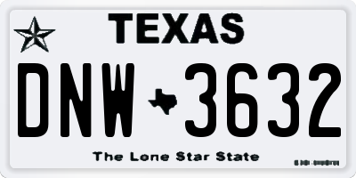 TX license plate DNW3632