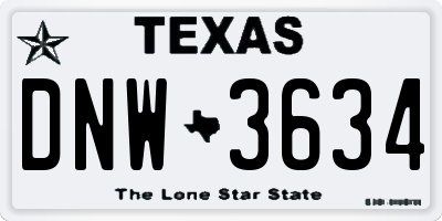 TX license plate DNW3634