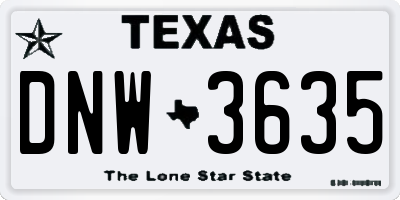 TX license plate DNW3635