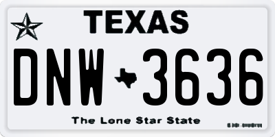 TX license plate DNW3636