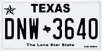 TX license plate DNW3640