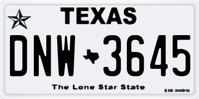 TX license plate DNW3645