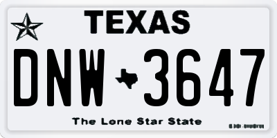 TX license plate DNW3647