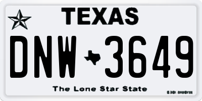 TX license plate DNW3649