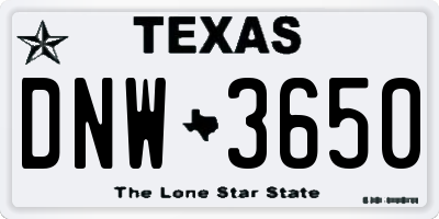 TX license plate DNW3650