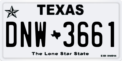 TX license plate DNW3661
