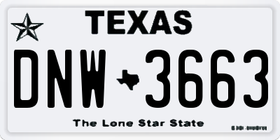 TX license plate DNW3663