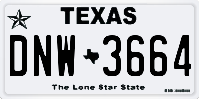 TX license plate DNW3664