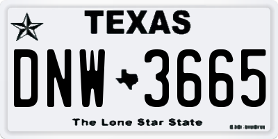 TX license plate DNW3665