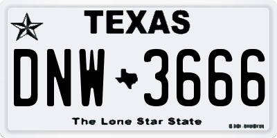TX license plate DNW3666