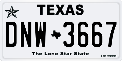 TX license plate DNW3667