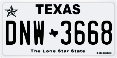TX license plate DNW3668