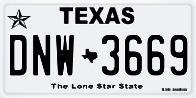 TX license plate DNW3669