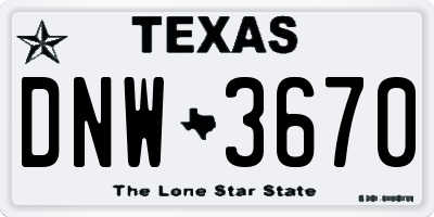 TX license plate DNW3670