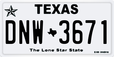 TX license plate DNW3671