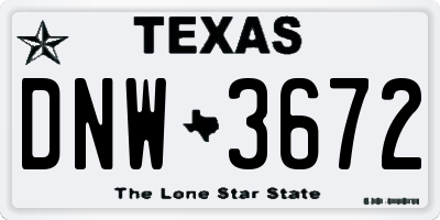 TX license plate DNW3672