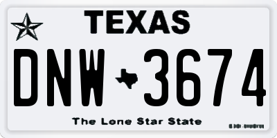 TX license plate DNW3674
