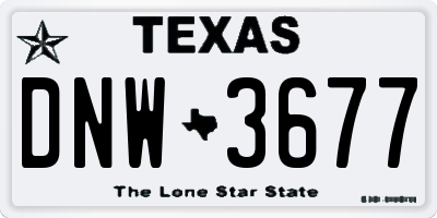 TX license plate DNW3677