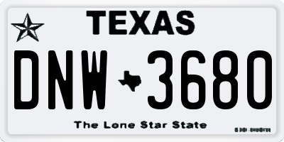 TX license plate DNW3680