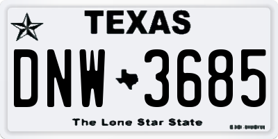 TX license plate DNW3685