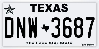 TX license plate DNW3687
