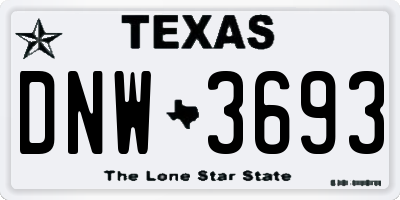 TX license plate DNW3693