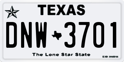 TX license plate DNW3701