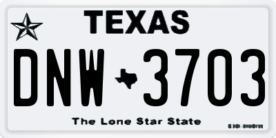 TX license plate DNW3703
