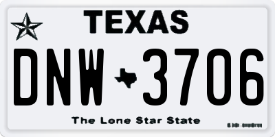 TX license plate DNW3706